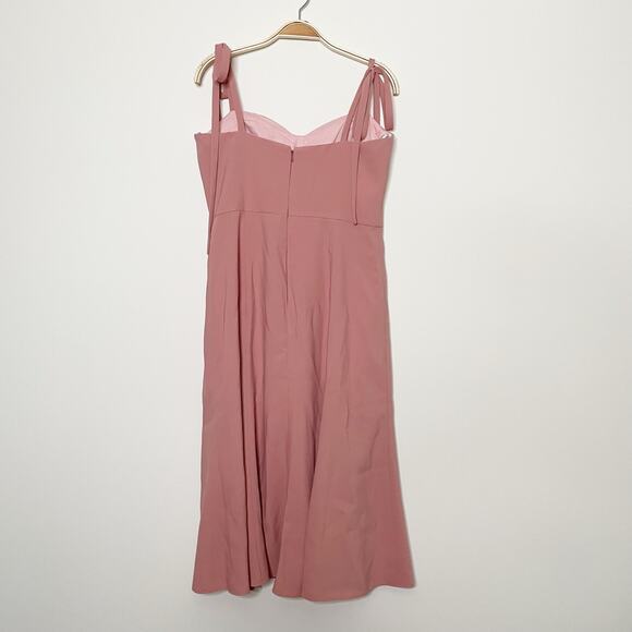 NWT Dessy Collection 3069 BUSTIER CREPE MIDI DRESS bow strap Desert Rose size 12 - Picture 3 of 8